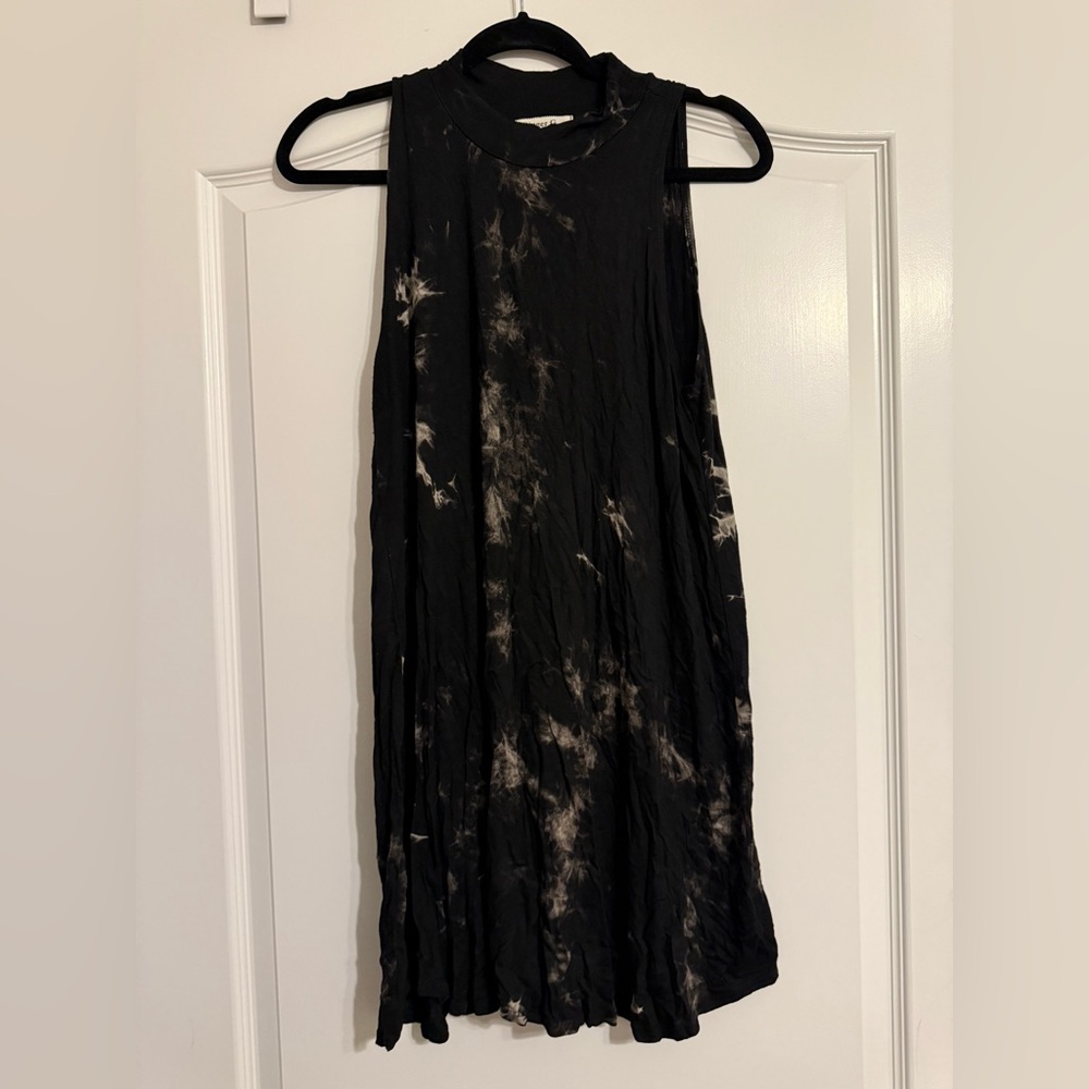 Ginger G Women’s Tye Dye Black Dress Hick Neck Casual Size Large